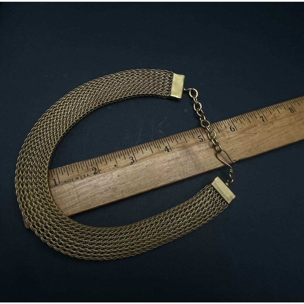Sarah Cavender Metalworks Gold Tone Mesh Choker 15.5" Necklace Paper Tag Alabama - Picture 7 of 8
